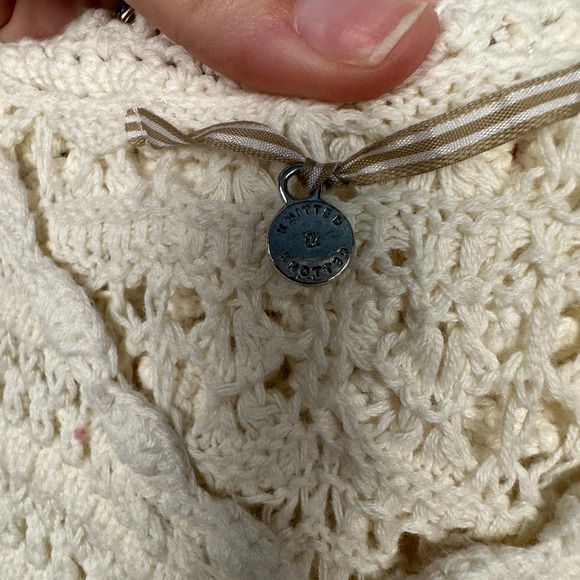 Knitted &‎ Knotted Anthropologie Sz S Crochet Button Up Butterfly Cardigan Top - Picture 5 of 10